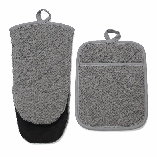 Food Network™ Terry Neoprene Oven Mitt & Pot Holder Set Khaki 3 Food Network™ Terry Neoprene Oven Mitt & Pot Holder Set Khaki