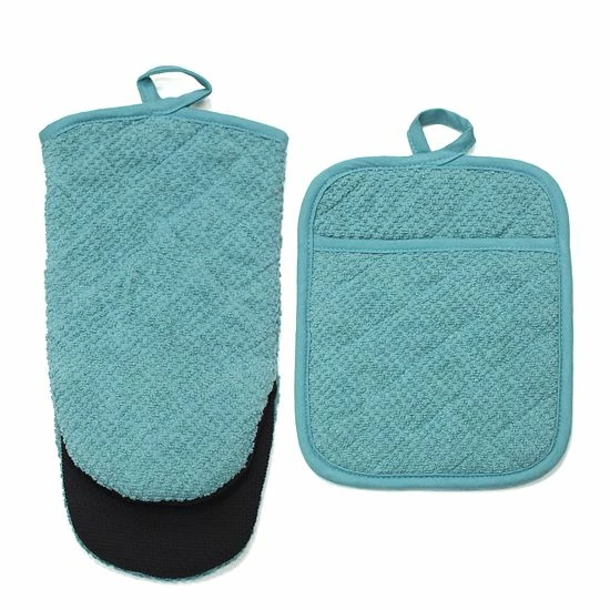 Food Network™ Terry Neoprene Oven Mitt & Pot Holder Set Khaki 6 Food Network™ Terry Neoprene Oven Mitt & Pot Holder Set Khaki - Image 4