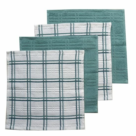 Food Network™ Plaid Dishcloth 4-pk. Aqua 5 Food Network™ Plaid Dishcloth 4-pk. Aqua - Image 3